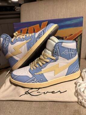 Air Kiy x Reves Paris 'David Weeks NYC' Blue Bandana High Top Sneakers